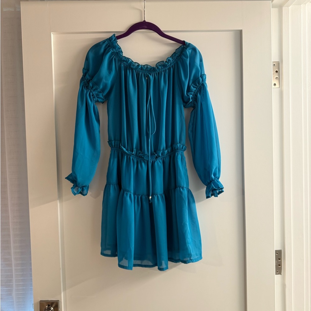 Lucy in the Sky Blue Off the Shoulder Sundress